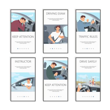 Araba konsepti serisindeki genç sürücü karakter