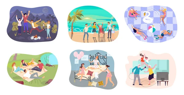 Gran conjunto de personas felices tienen fiesta — Vector de stock