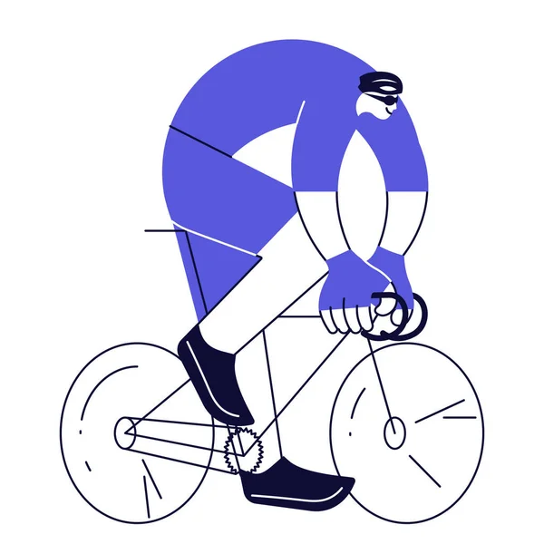 Ποδηλάτης άντρας με μπλε κοστούμι τρέχει με ποδήλατο. — Φωτογραφία Αρχείου