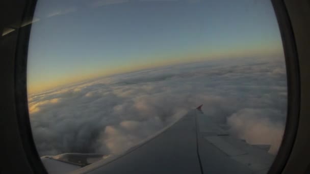 Mira por la ventana del avión. — Vídeo de stock