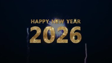 Altın Parıltı Mutlu Yeni Yıl 2026 Havai fişek Gösterisiyle Metin