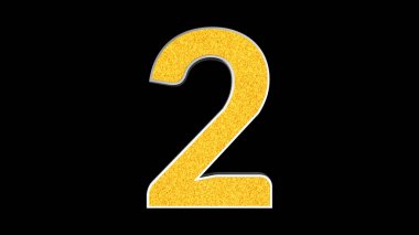 Altın parıltılı iki numara siyah arka planda