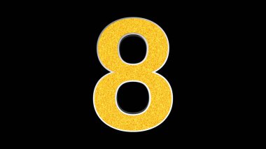 Siyah zemin üzerinde altın parıltılı bir numara