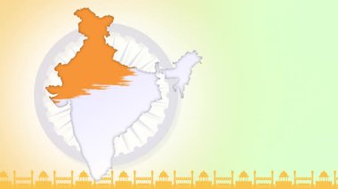 Hindistan Bayrak Fırça Vuruşu Animasyonu Harita Açılımı ve Ashoka Çakra Yurtsever Geçmişi