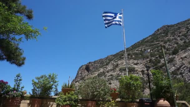 Grecia, natura, bandiera greca, splendida vista sull'isola di Creta . — Video Stock