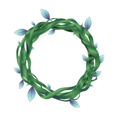 Bitkisel Yapraklar ve Doğal Dallarla Dolu Yeşil Vine Çelengi, Zarif Çiçek Çemberi Sınırı, Düğün Daveti, Marka ve Tebrik Kartı İçin Taze Organik Bahçe Tarzı Arkaplanı