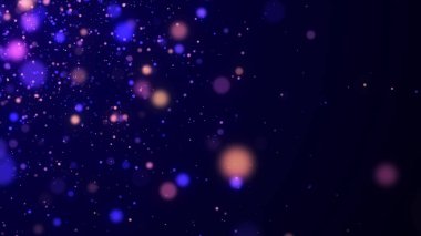 Soyut uzay tozu. Arka planda sihirli kar. Bokeh etkisindeki toz parçacıkları. Uçan ışıltılı noktalar sonsuzlukta. Gökteki yıldız düşüşü. 3d oluşturma.