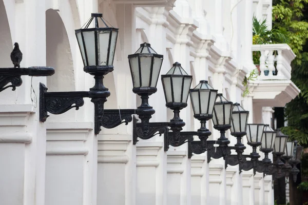 Row of antique street lanterns