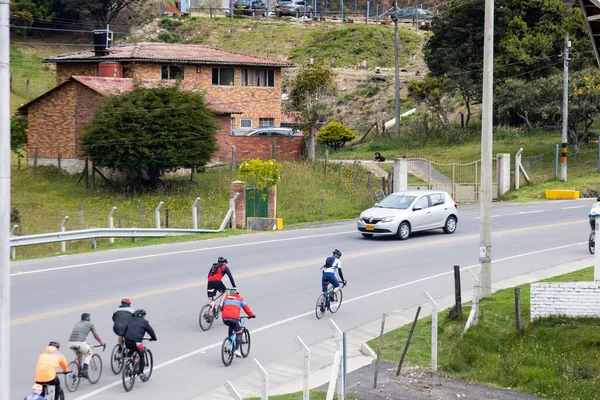 Calera Colombia Октябрь 2020 Группа Велосипедистов Любителей Дороге Между Боготой — стоковое фото