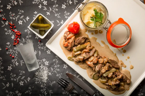 Melhor carne Stroganoff na Rússia em casa — Fotografia de Stock