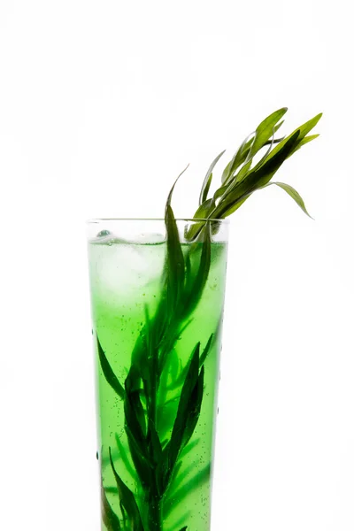 Освіжаючий коктейль з листям тарагона і льоду — стокове фото