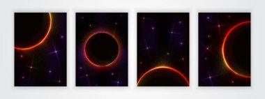 Güneş tutulması arkaplanını dış uzay konseptiyle kaplayın