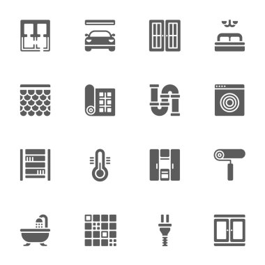 İnşaat ve ev onarım düz tarzı Icons set