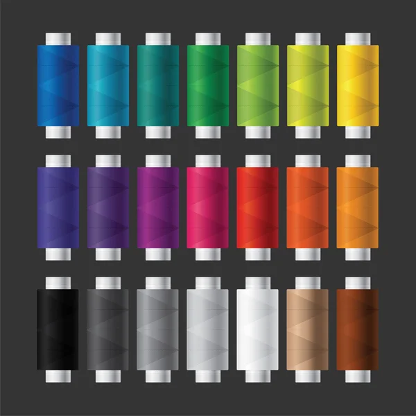 İplik dikiş ve iğne işi renkli biriktiricileri kümesi