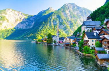 Avusturya Hallstatt kentinin ünlü panorama.