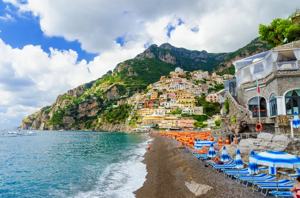 Positano Amalfi coast, Campania, İtalya üzerinde görüntüleyin — Stok fotoğraf