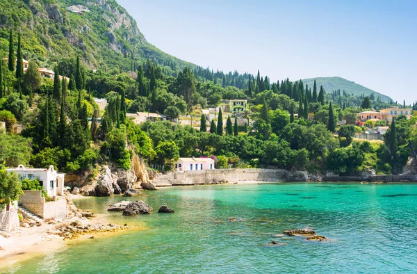 아름 다운 베이 레 오카스 트리 차 코르푸 섬, 그리스 — 스톡 사진