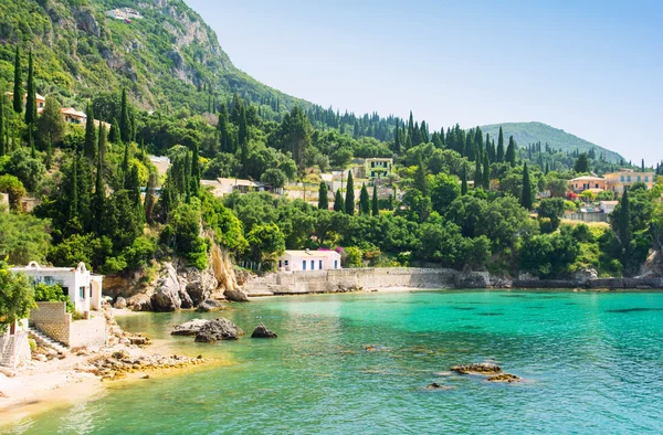 güzel koyda Paleokastritsa Corfu Island, Yunanistan