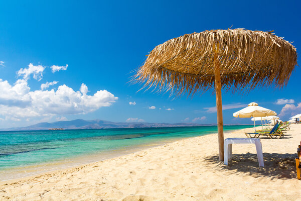 paradise sandy beach on Naxos island, Cyclades, Greece