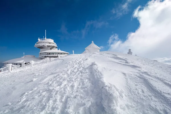 Vetta Della Montagna Sniezka Montagne Giganti Sulla Polonia Confine Con — Foto Stock