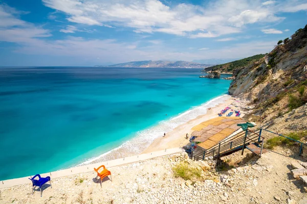 Rajska Plaża Pobliżu Ksamil Saranda Albanii — Zdjęcie stockowe