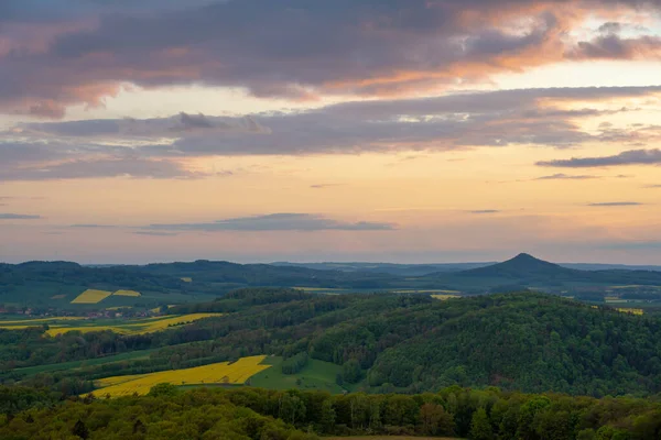 View Kaczawskie Mountains Sunset Poland — Stock Photo, Image