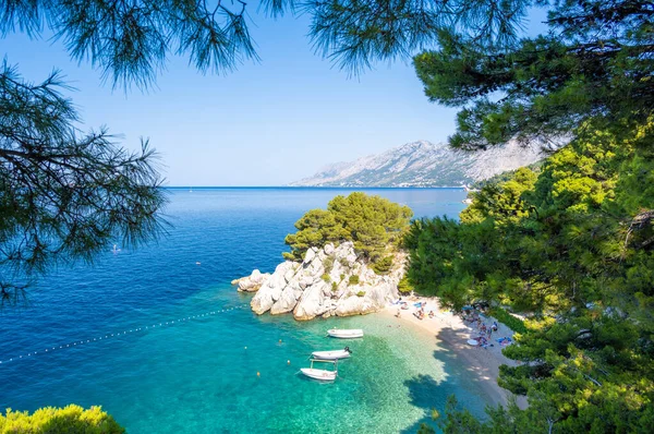 Famosa Playa Podrace Brela Makarska Riviera Dalmacia Croacia — Foto de Stock