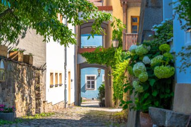 Almanya 'nın Bautzen şehrinde büyüleyici bir sokak.