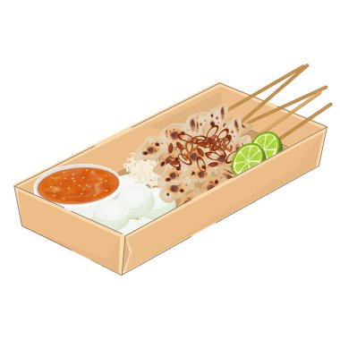 Vektör İllüstrasyon Logosu Clipart Sate Taichan Endonezya Tavuk Şişi