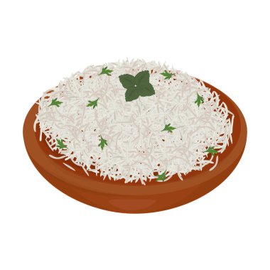 Vektör Illustration Logosu Pişirilmiş Basmati Pirinç Uzun Taneli Beyaz Pirinç