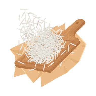 Vektör İllüstrasyon Logosu Çiğ Uzun Taneli Beyaz Pirinç veya Basmati Pirinci