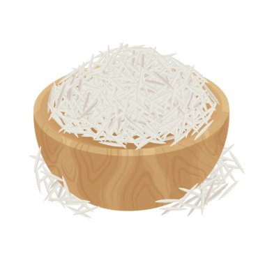 Vektör İllüstrasyon Logosu Bir Kase Üzerinde Pişmemiş Basmati Pirinci