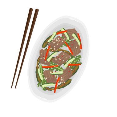 Vector Illustration Logo Clip Art Top View Palamut Jöle Salatası Dotorimuk Muchim 