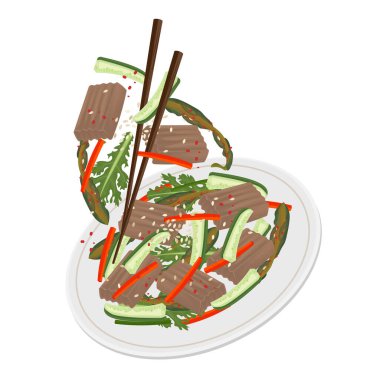 Vector Illustration Logo Clip Sanat Havalandırma Jöle Salatası Dotorimuk Muchim 