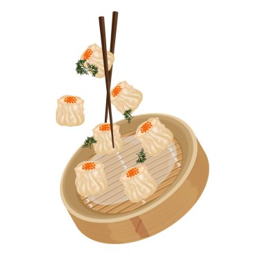 Vector Illustration Logo Clip Art Levitation Dimsum Siu Mai Shomai Buharda Hamur Buharı