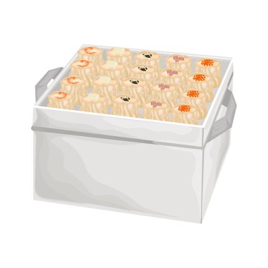 Vector Illustration Logo Clip Sanat Caddesi Yiyecek Dimsum Mantı Siu mai veya Shomai