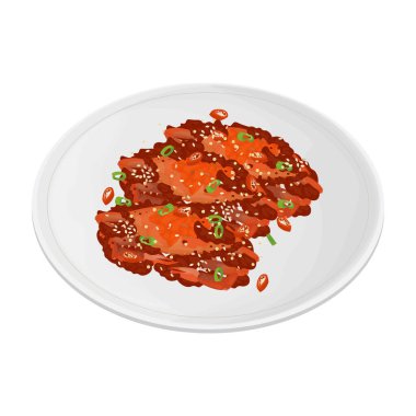 Vektör Illustration Logo Klip Sanatı Yangnyeom Gejang Baharatlı Ham Yengeçler