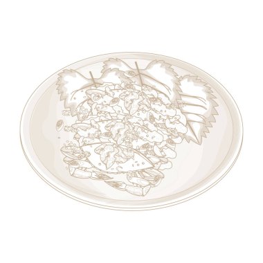 Vektör İllüstrasyon Logo Çizgisi Sanat Yangnyeom Gejang Tabakta Çiğ Yengeç