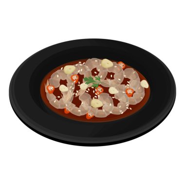 Vektör Illustration Logo Clip Art Saewoo Jang Kore soya sosu marine edilmiş karides