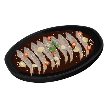 Vektör Illustration Logo Clip Art Saewoo Jang soya sosu Chili sarımsak