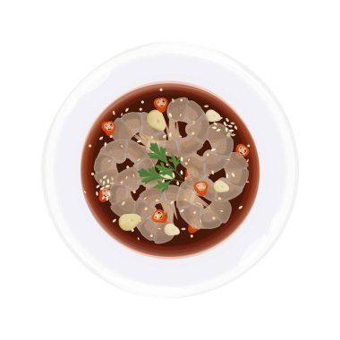 Vector Illustration Logo Clip Art Top View Saewoo Jang Kore Raw Marinated Shrimp 