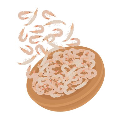 Vector Illustration Logo Clip Art Levitation Saujeot veya Salamura edilmiş Küçük Karides 