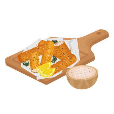 Vector Illustration Logo Klip Sanatı Balık Soslu Balık Çubuğu