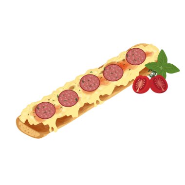 Vektör Illustration Logo Clip Art Pizza Dilimi veya Nicho Kore Pizza Pepperoni Topping