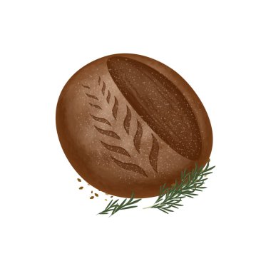 Vektör Illustration logosu Clip Art Top Manzarası Taze pişmiş ekşi ekmek