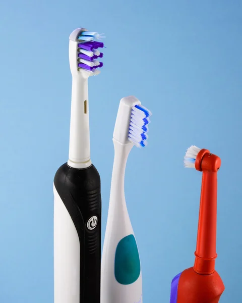 Funny family of three toothbrushes — Stock Photo, Image