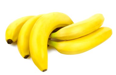 Beyaz arka planda soyutlanmış olgun muzlar