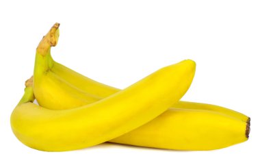 Beyaz arka planda soyutlanmış olgun muzlar