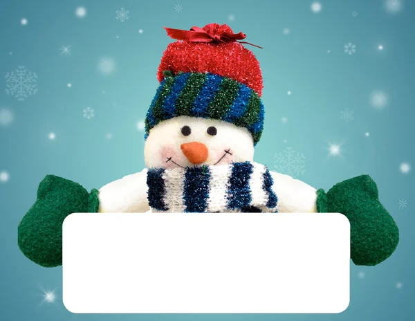 Kardan adam holding boş afiş