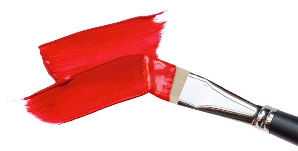 Beyaz üzerine kırmızı boya fırça darbeleri — Stok fotoğraf